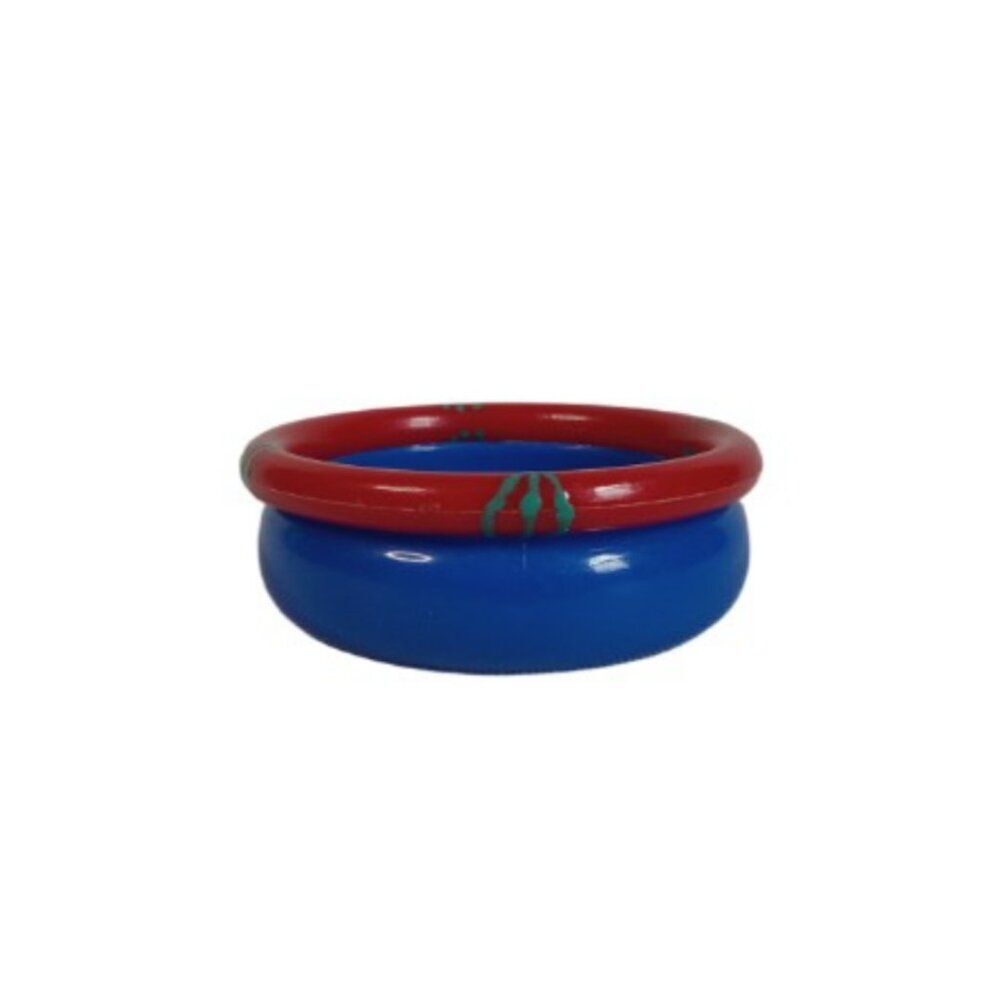 Set of 2 Assorted Size Red with Green and Blue Plastic Bangle Fashion Bracelets